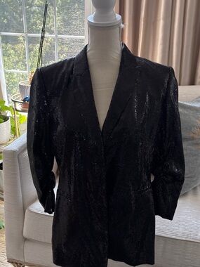 Calvin Klein Black Sequin Blazer Jacket
